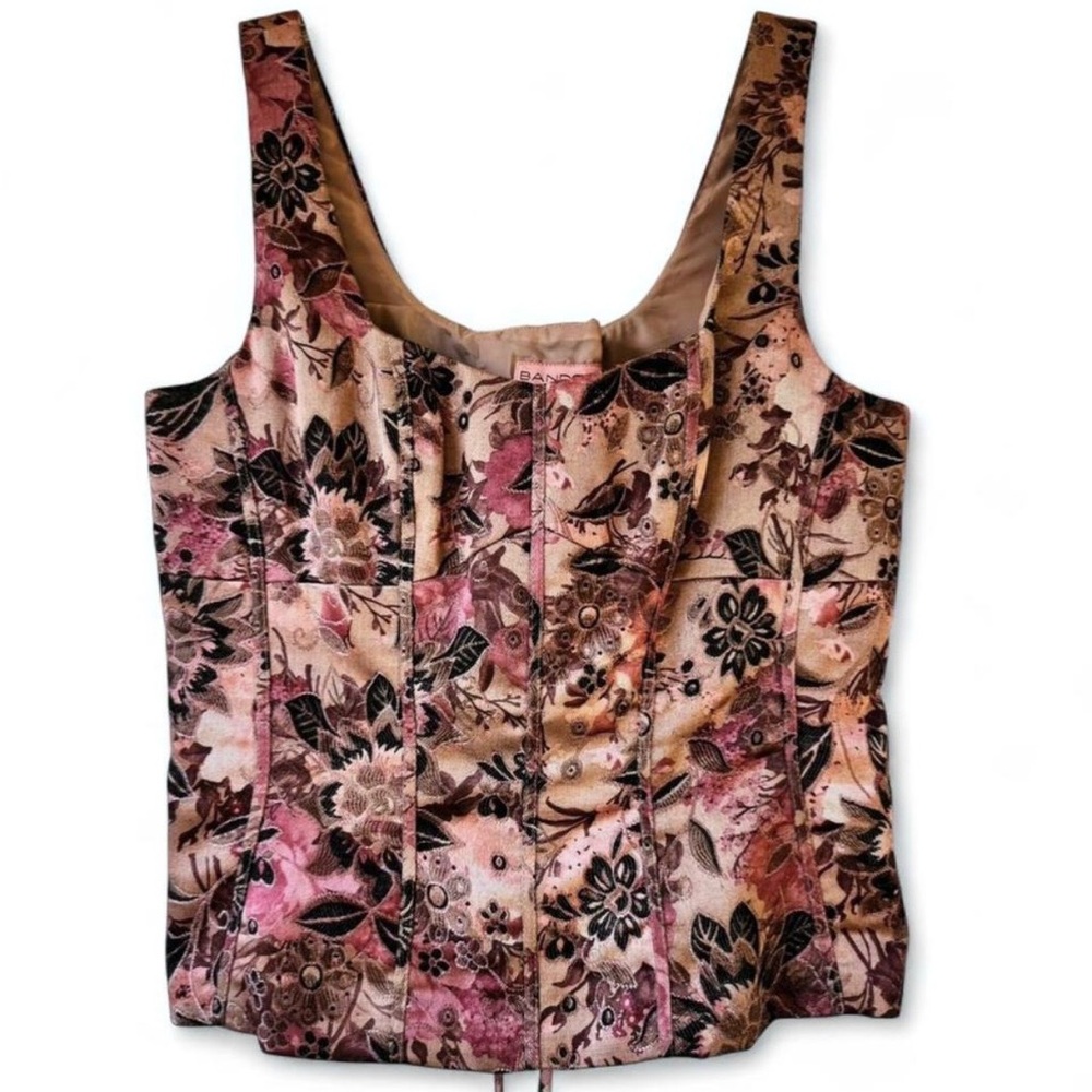 Floral Pink and Black Women's Corset Top